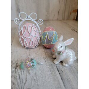 Easter egg bunny figure pastel home decor figure set‎ flower